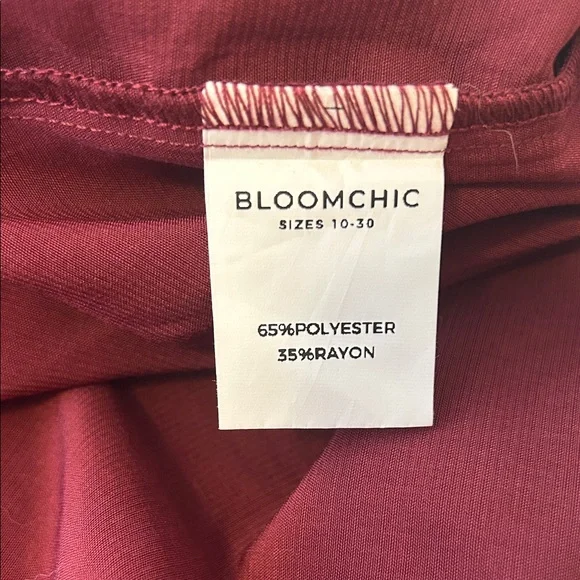 BloomChic Deep Red Crochet Detail Blouse Plus Size 5X/28 Short Sleeve New - Picture 7 of 9